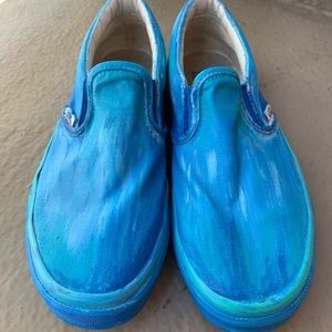 WaterColor Blue Handpainted Vans